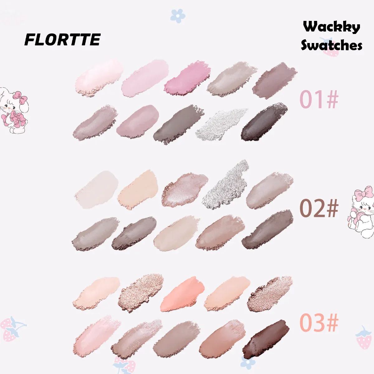 Flortte Wackky Series Ten-Color Eyeshadow Palette (3 Colors)