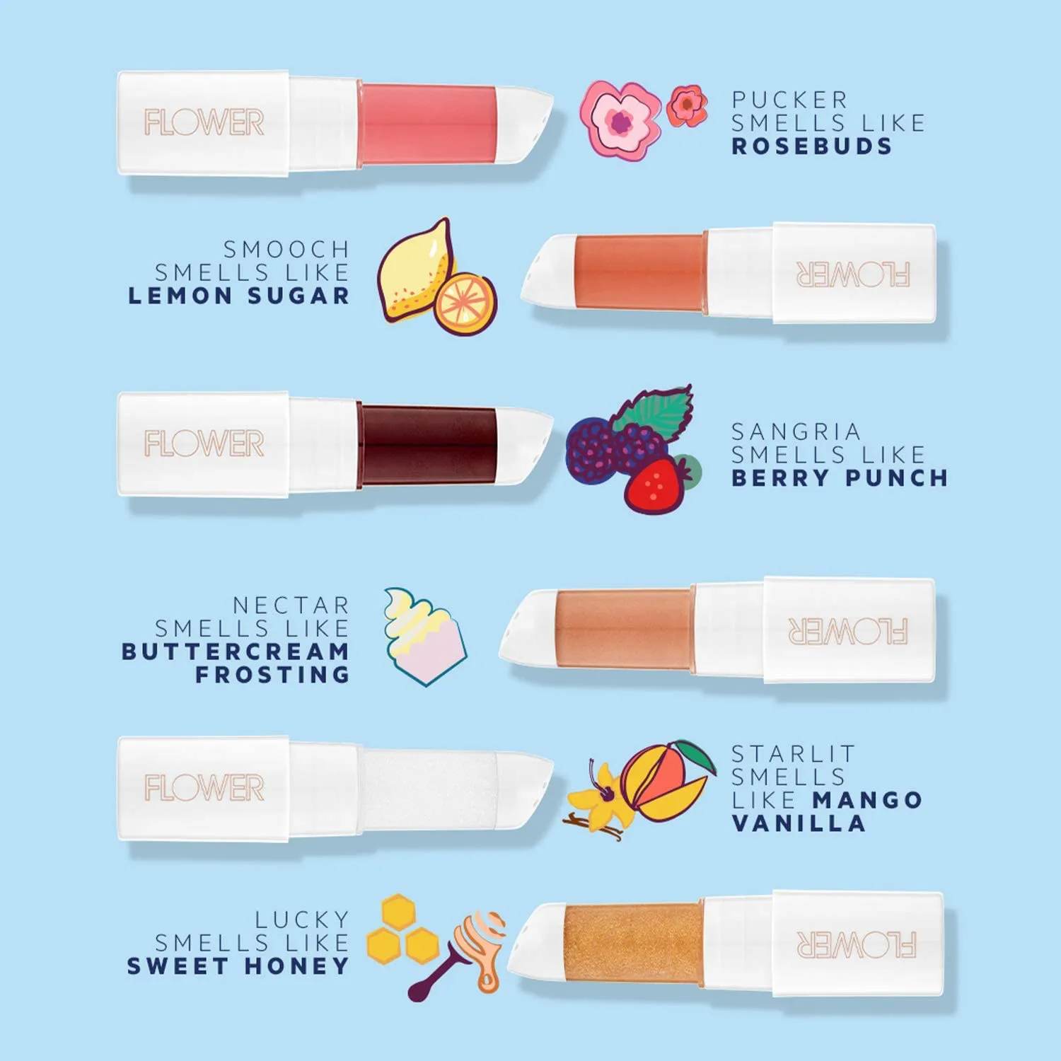 FLOWER BEAUTY Petal Pout Lip Mask | Hydrating Tinted Balm with Mango & Cocoa Butter | Vegan, Cruelty-Free Scented Lips Color | Lucky - Sweet Honey