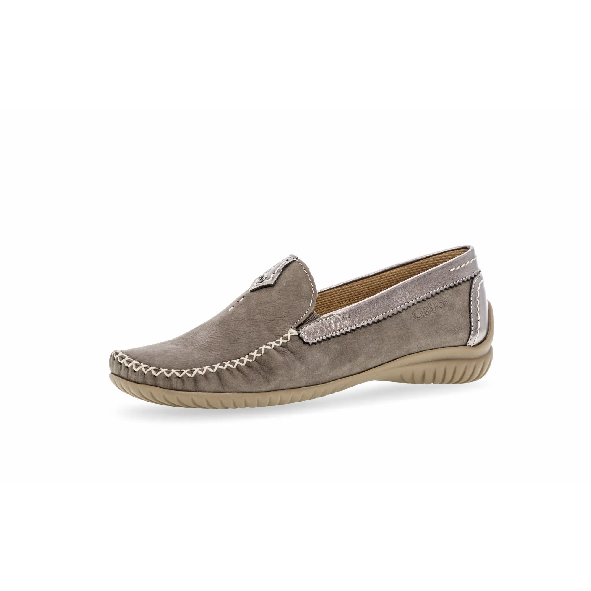 Gabor 46.090.31 California Ladies Grey Leather Slip On Shoes