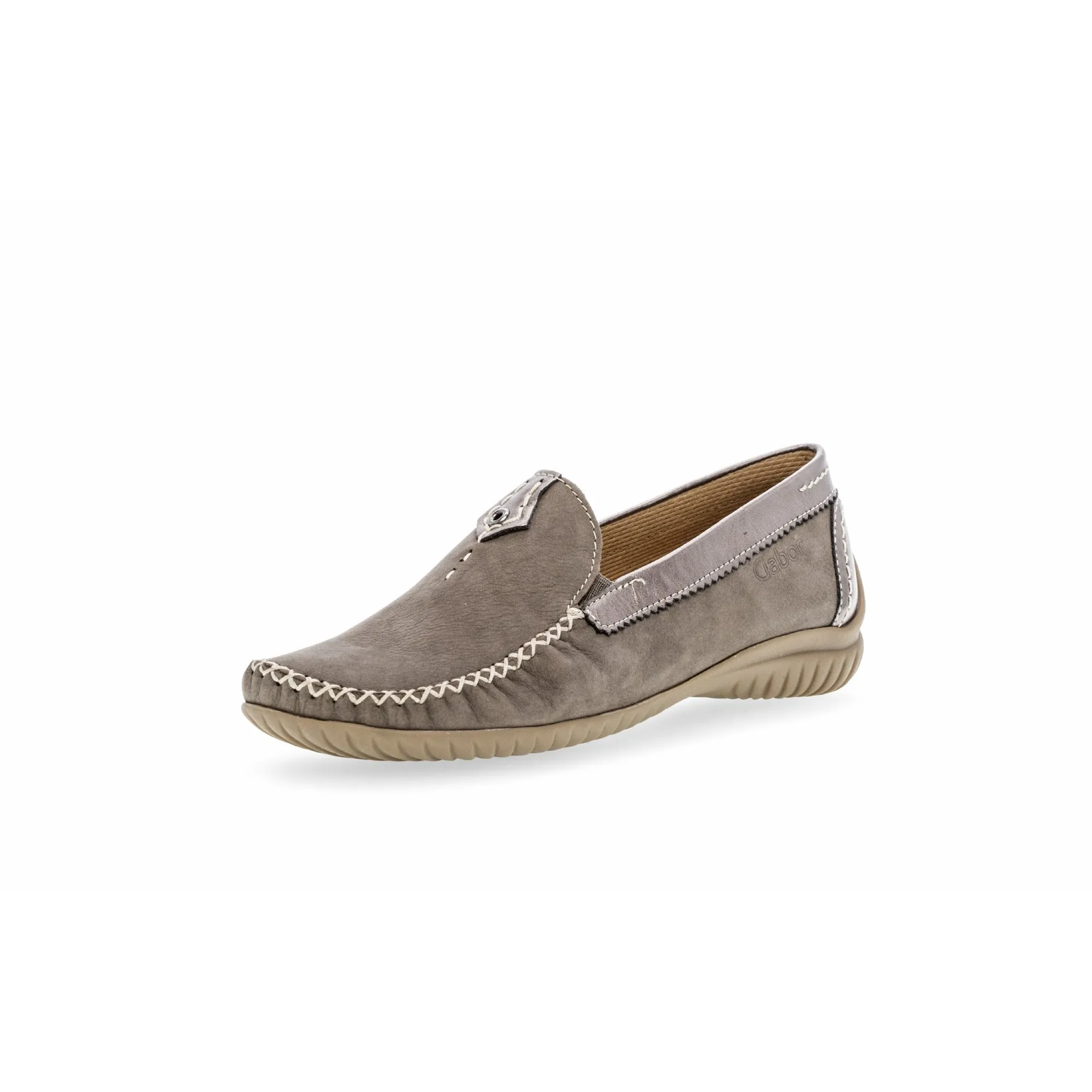 Gabor 46.090.31 California Ladies Grey Leather Slip On Shoes