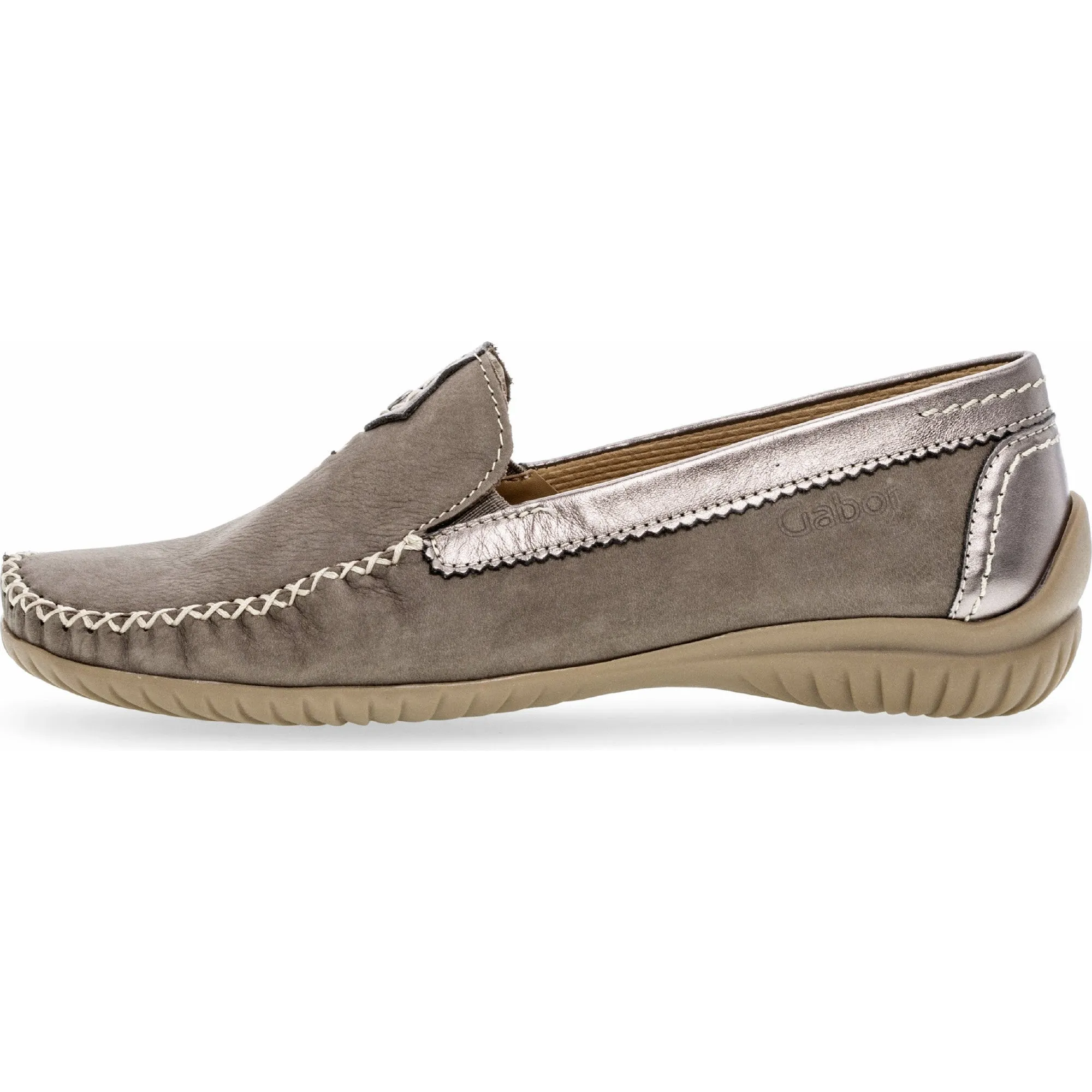 Gabor 46.090.31 California Ladies Grey Leather Slip On Shoes
