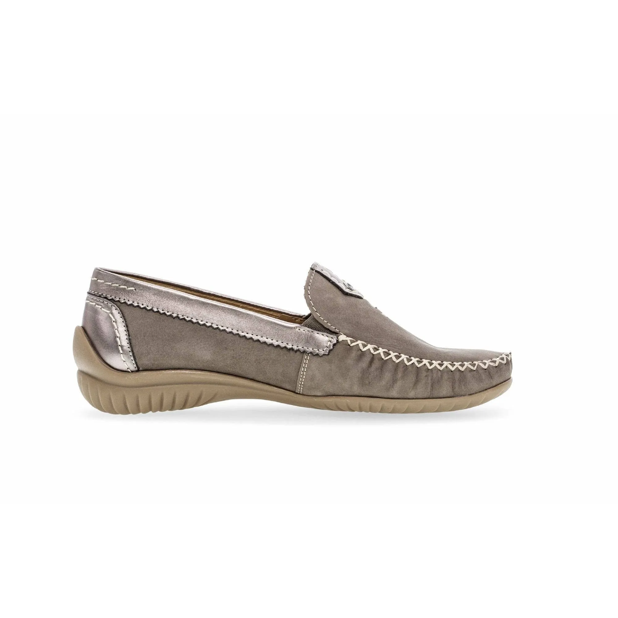 Gabor 46.090.31 California Ladies Grey Leather Slip On Shoes