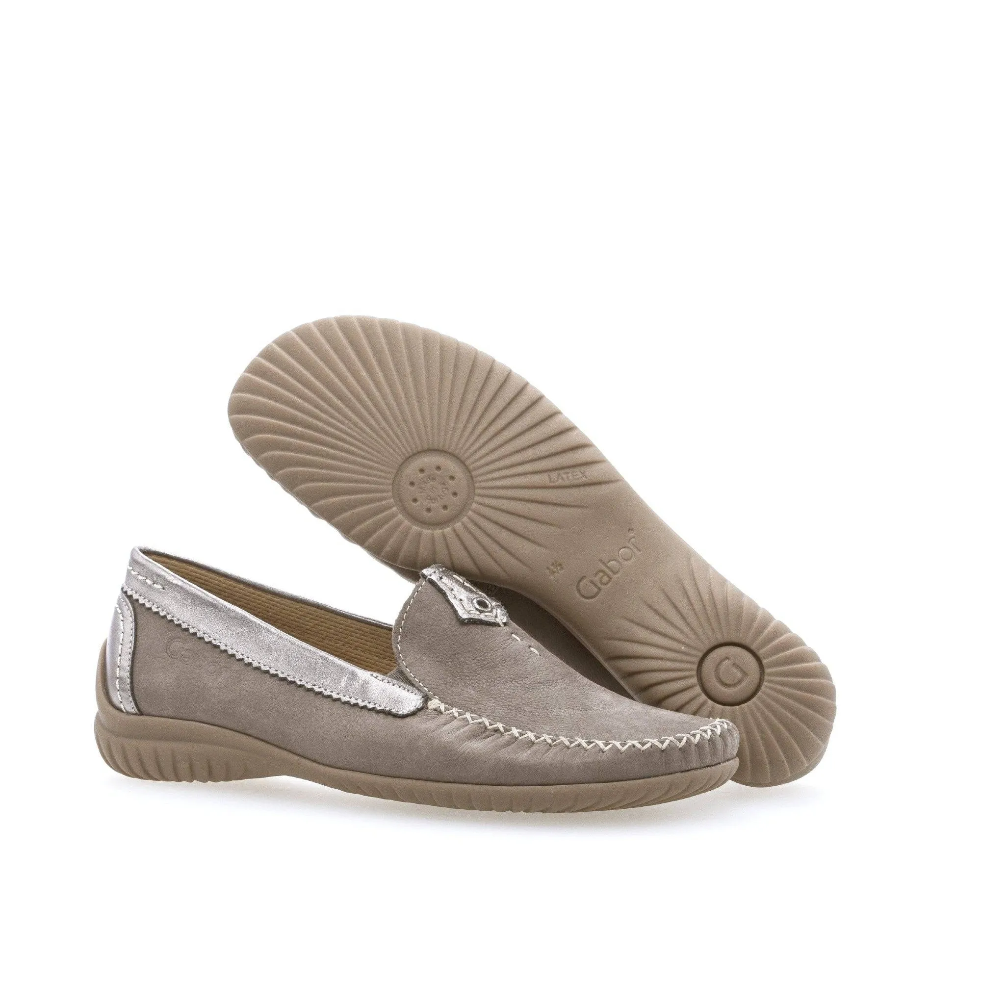 Gabor 46.090.31 California Ladies Grey Leather Slip On Shoes