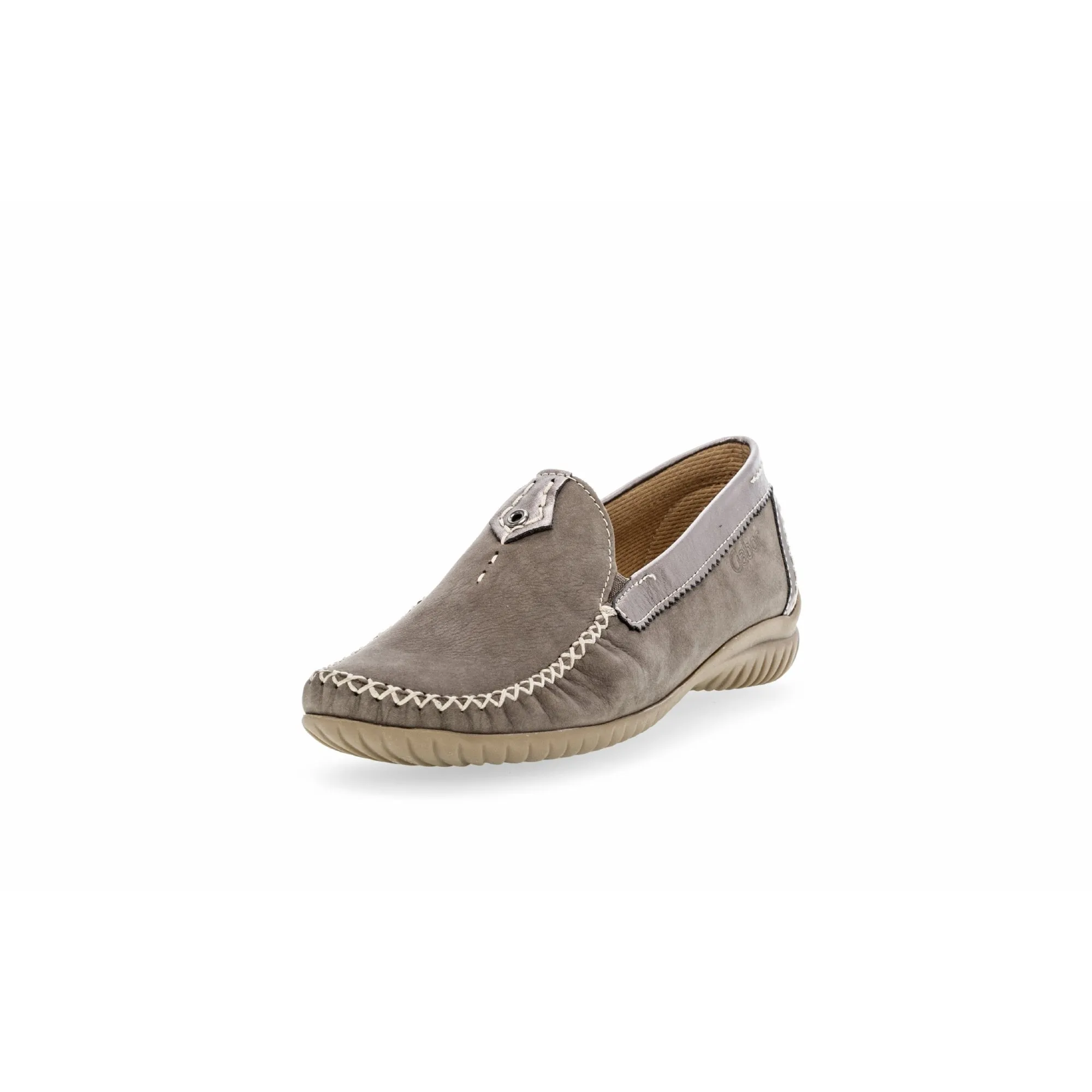 Gabor 46.090.31 California Ladies Grey Leather Slip On Shoes