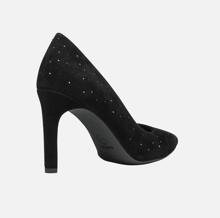 Geox Faviola Ladies Crystal Trim Suede Court Shoe