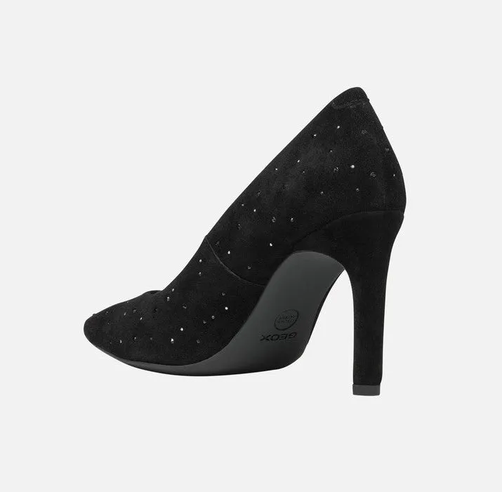 Geox Faviola Ladies Crystal Trim Suede Court Shoe