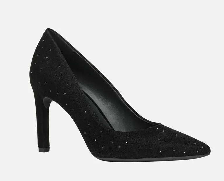 Geox Faviola Ladies Crystal Trim Suede Court Shoe