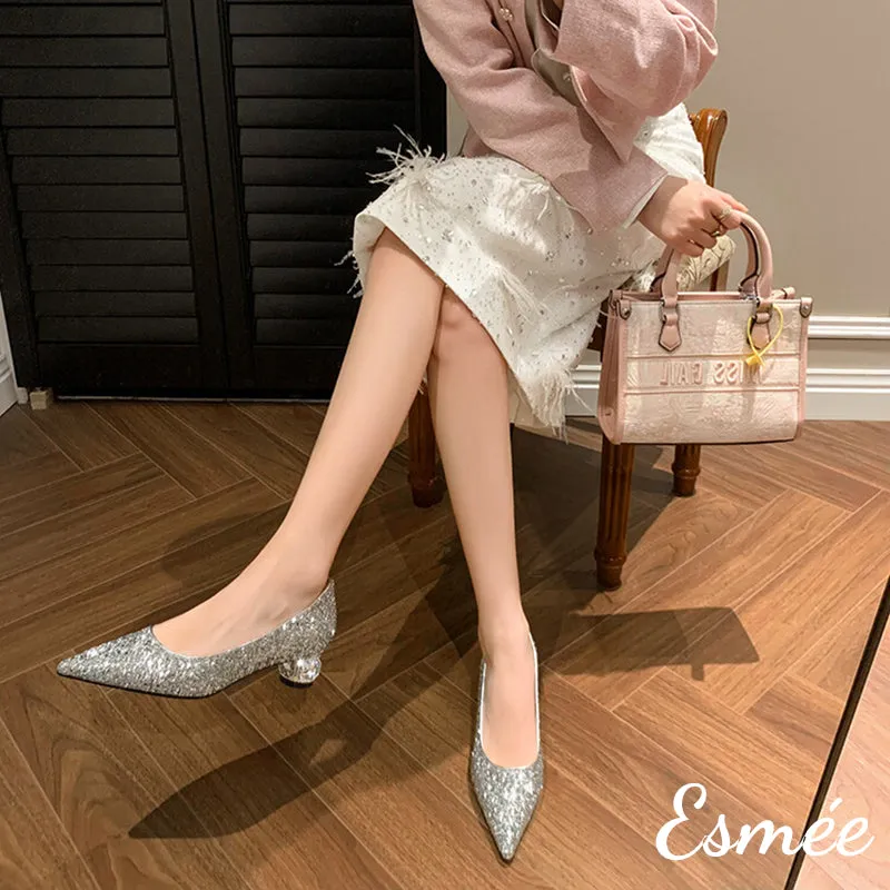 Glitter High Heels with Diamond Heels