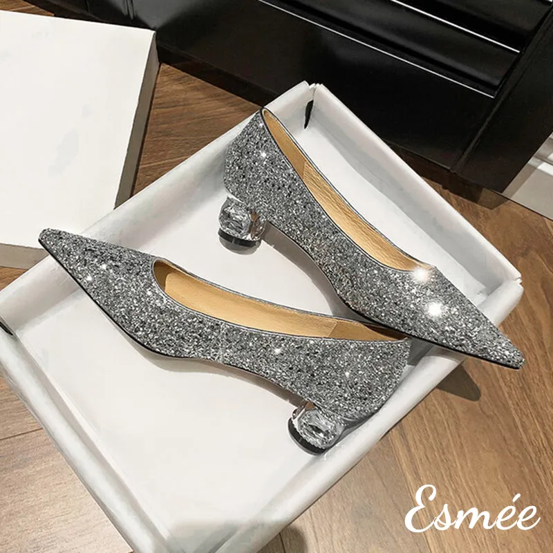 Glitter High Heels with Diamond Heels