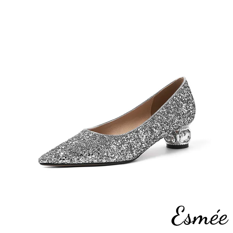 Glitter High Heels with Diamond Heels