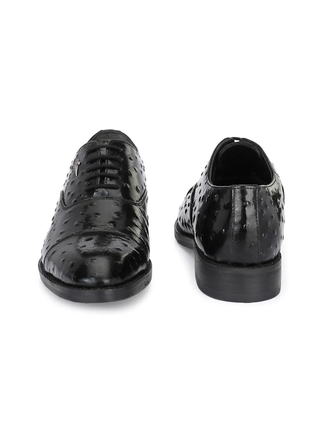 Hitz Men's Black Leather Derby Party Wear Shoes