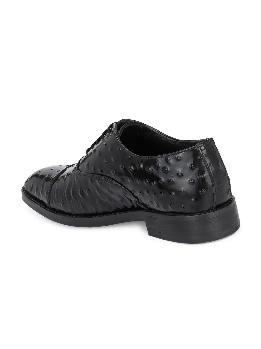 Hitz Men's Black Leather Derby Party Wear Shoes