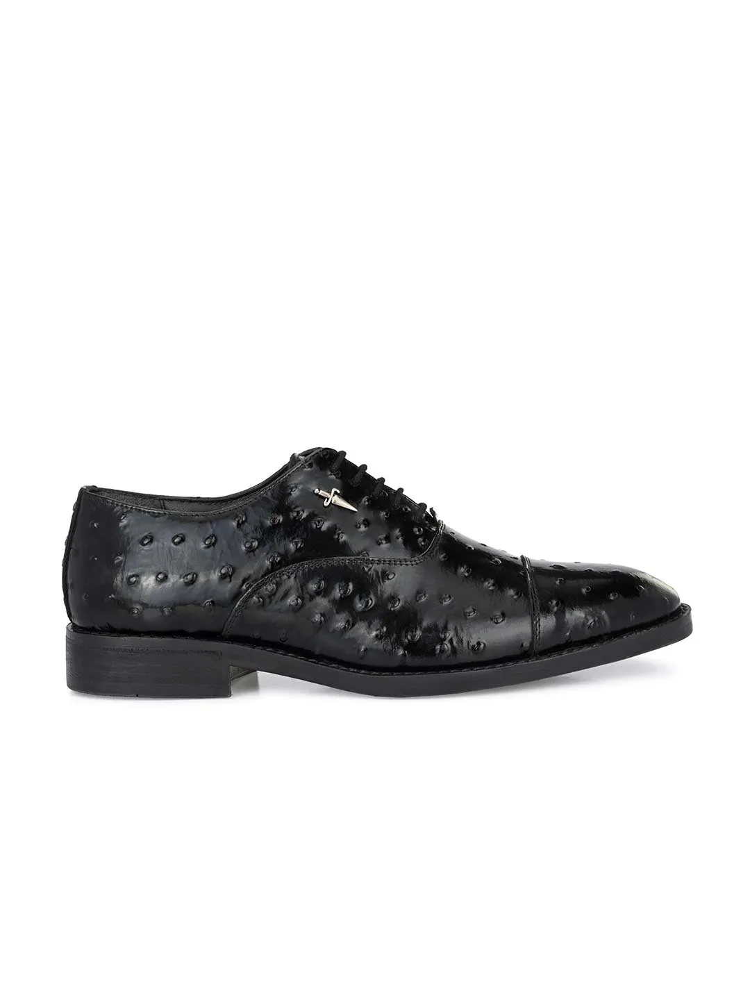 Hitz Men's Black Leather Derby Party Wear Shoes