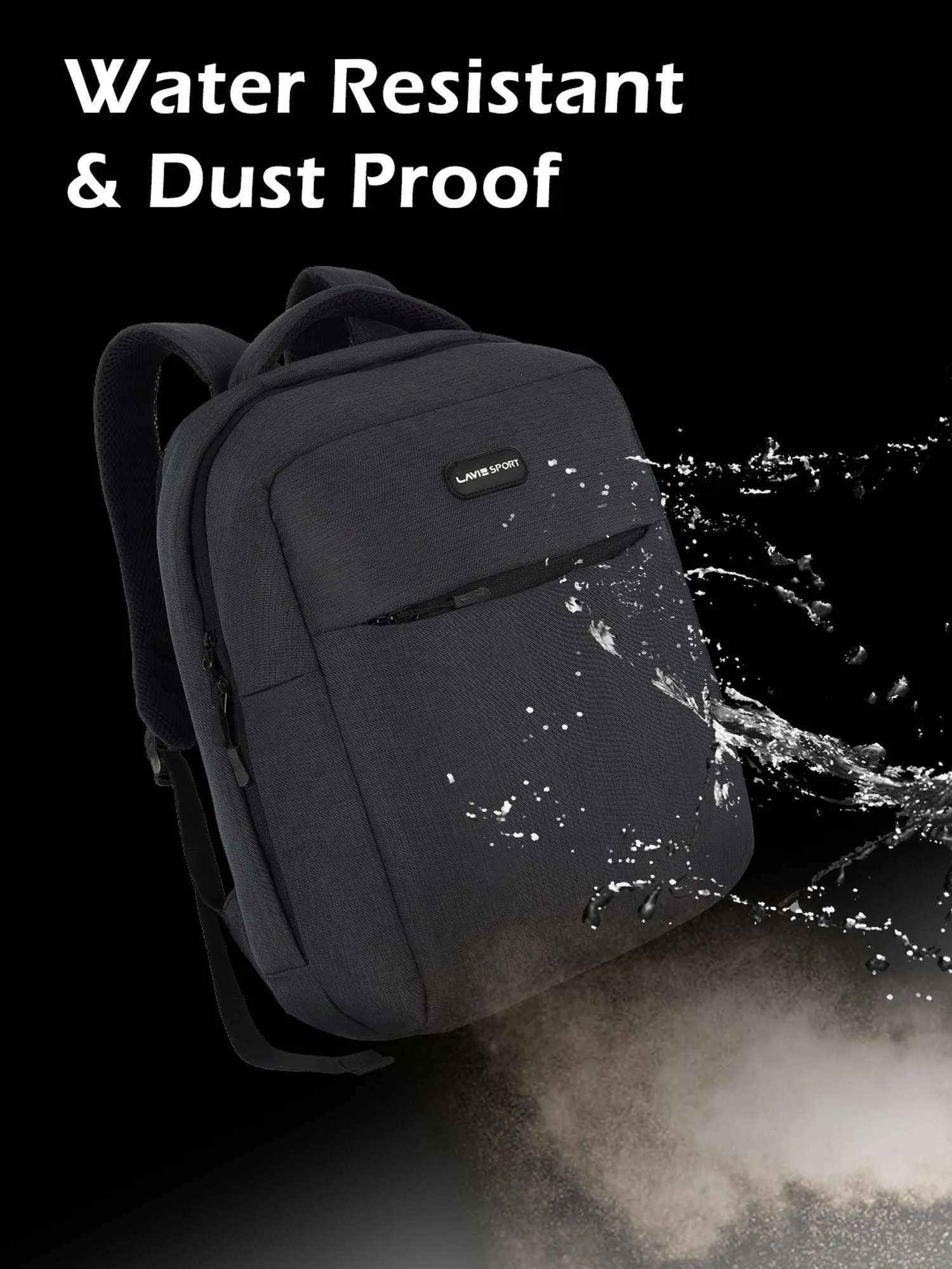 Lavie Sport Crest 18L Laptop Backpack For Men & Women | Laptop Bag For Boys & Girls Black