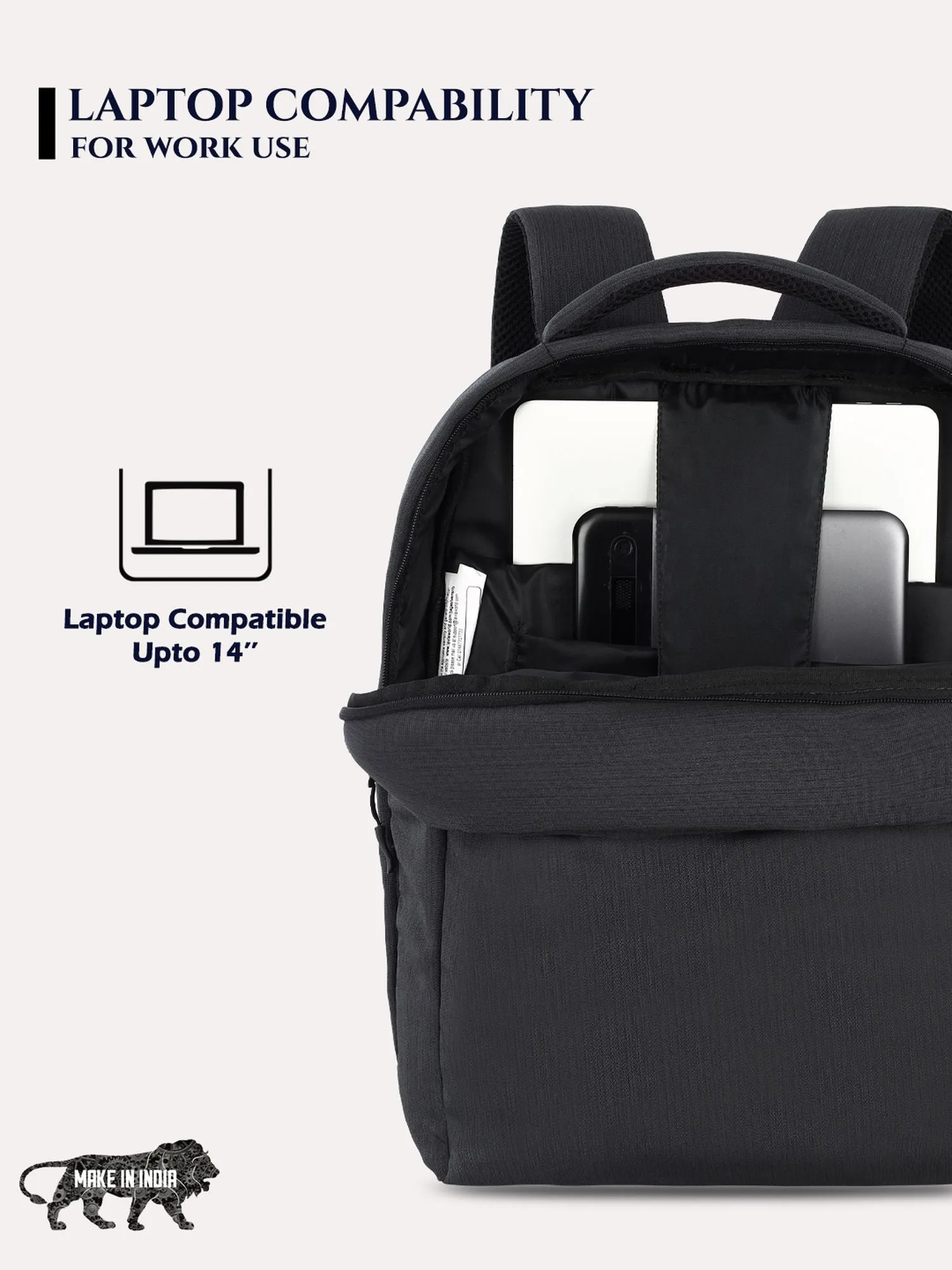 Lavie Sport Crest 18L Laptop Backpack For Men & Women | Laptop Bag For Boys & Girls Black