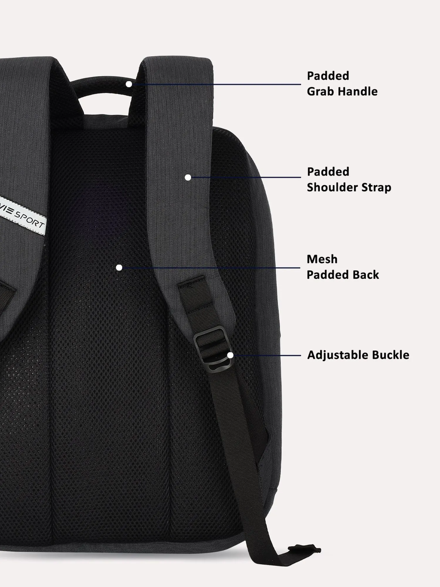 Lavie Sport Crest 18L Laptop Backpack For Men & Women | Laptop Bag For Boys & Girls Black