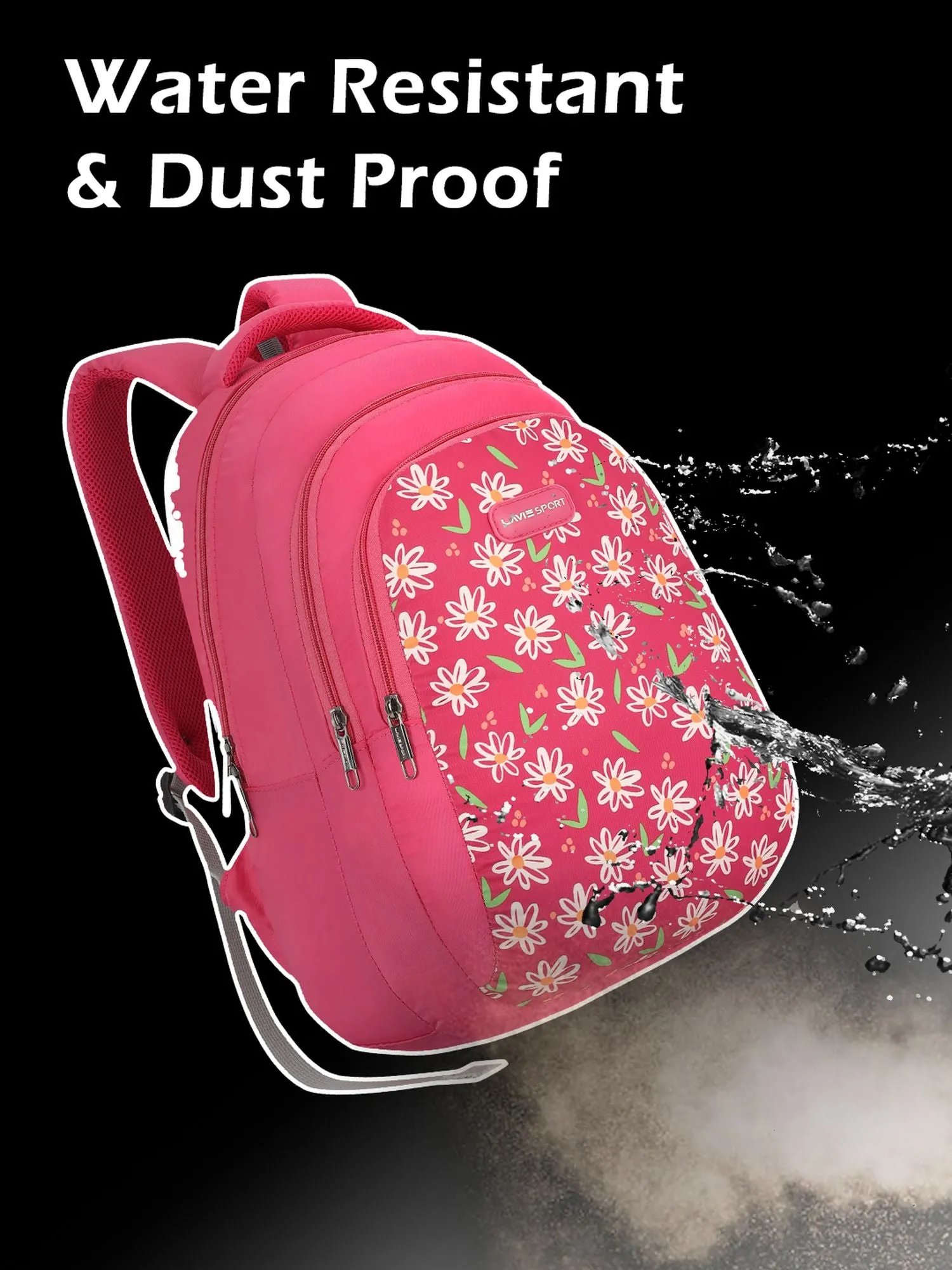 Lavie Sport Daze 26L Printed 17" School Backpack for Girls Magenta