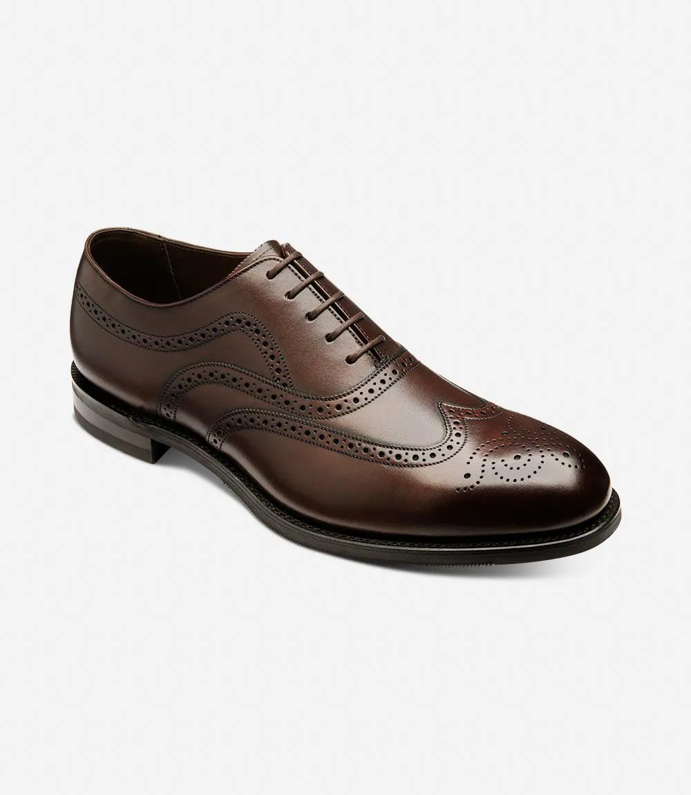 LOAKE CASTLEGATE SCORCHED WALNUT OXFORD BROGUE RUBBER SOLE F-MEDIUM