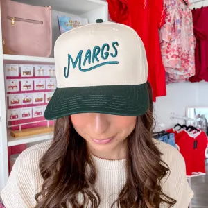 Margs Two-Toned Green and Tan Vintage Baseball Hat