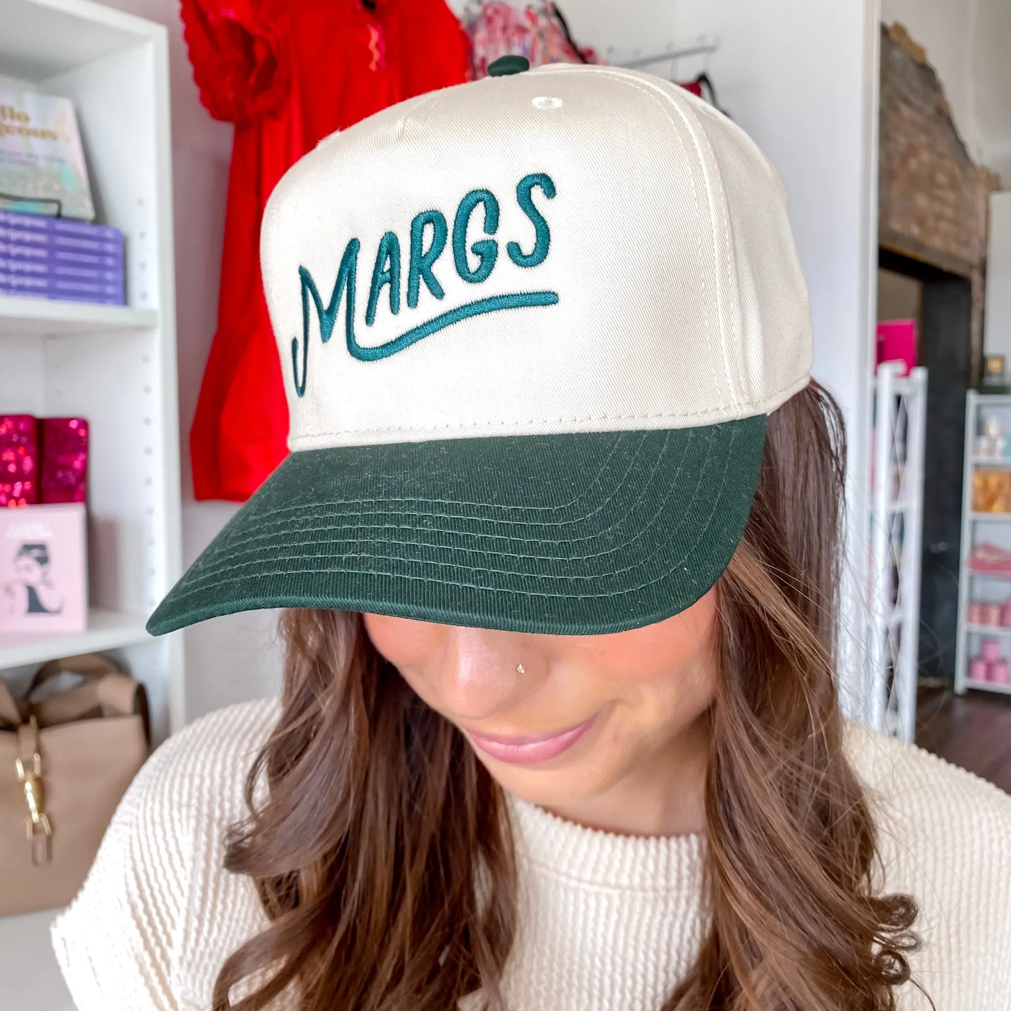 Margs Two-Toned Green and Tan Vintage Baseball Hat