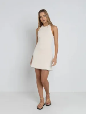 Martini Halter Knit Mini Dress - Natural