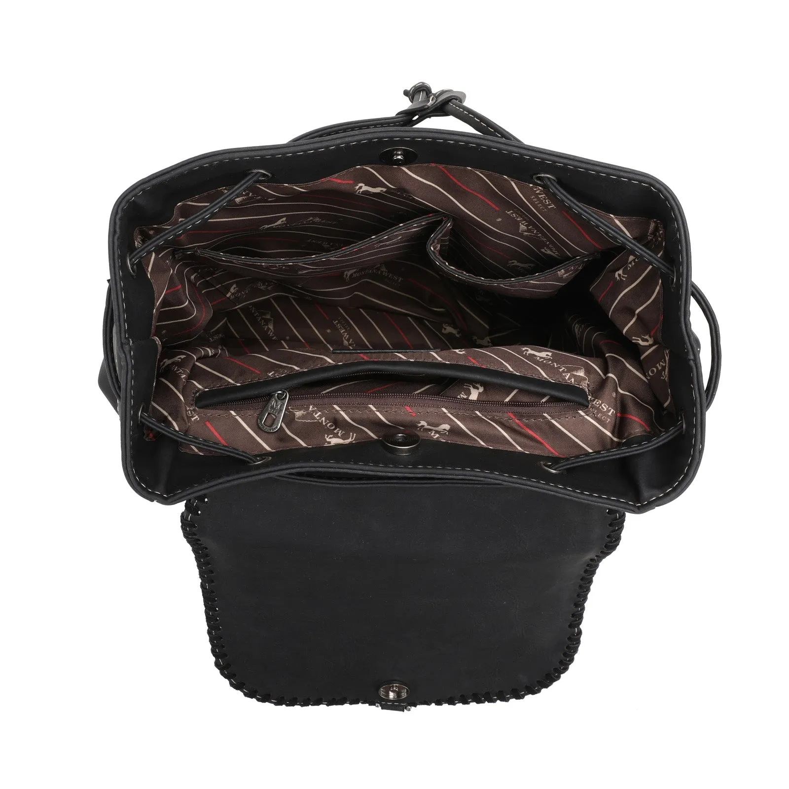 Montana West Aztec Fringe Cowhide Backpack Set