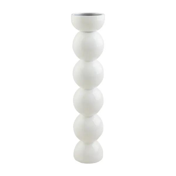Mud Pie White Lacquer Candlestick - Large