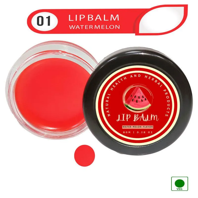 Natural Health and Herbal products Kissable Water-Melon Lips Balm - Taste the Freshness with Red Tinted Bright Lips 12 Hrs Miniaturization, Long Lasting, Romantic, Kissable, Smooth Enriched, Care- 8g