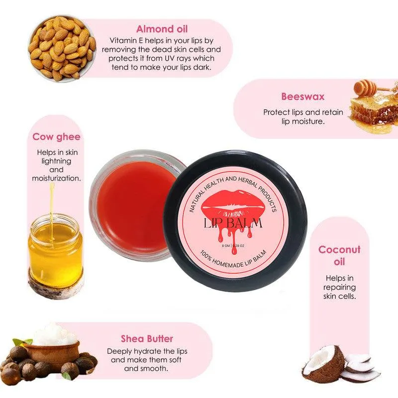 Natural Health and Herbal products Water-Melon Crush Lip Butter: Bursting with Fruitiness Bright Lips Long Lasting 12 Hrs Miniaturization, Long Lasting, Romantic, Kissable, Smooth Enriched, Care- 8g