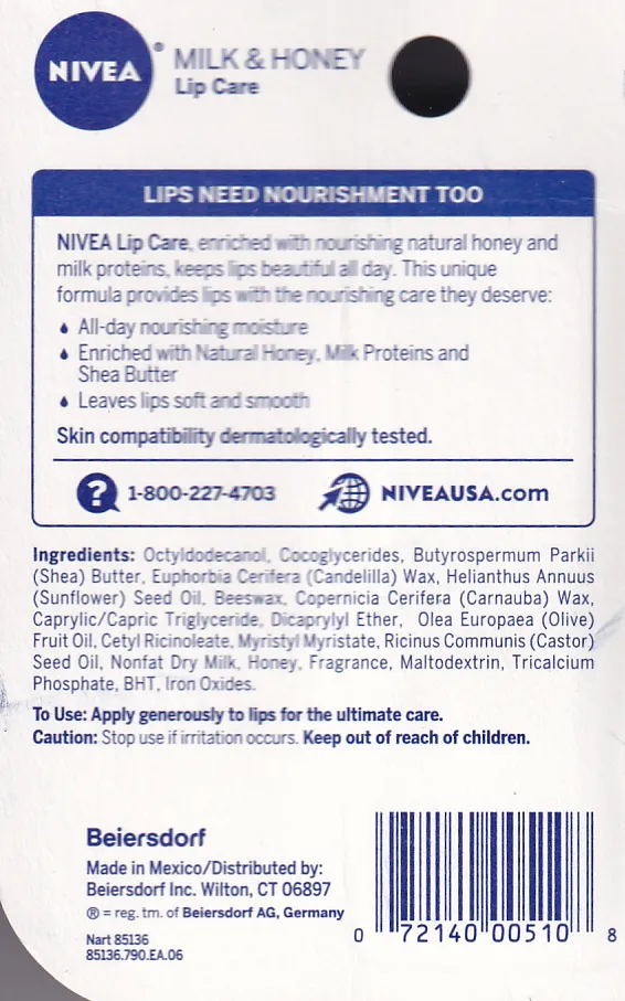 Nivea All Day Moisture Milk & Honey Lip Care Balm, 0.17 oz