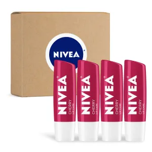 NIVEA Cherry Lip Care - Tinted Lip Balm for Beautiful, Soft Lips, Pack of 4, 0.68 Oz