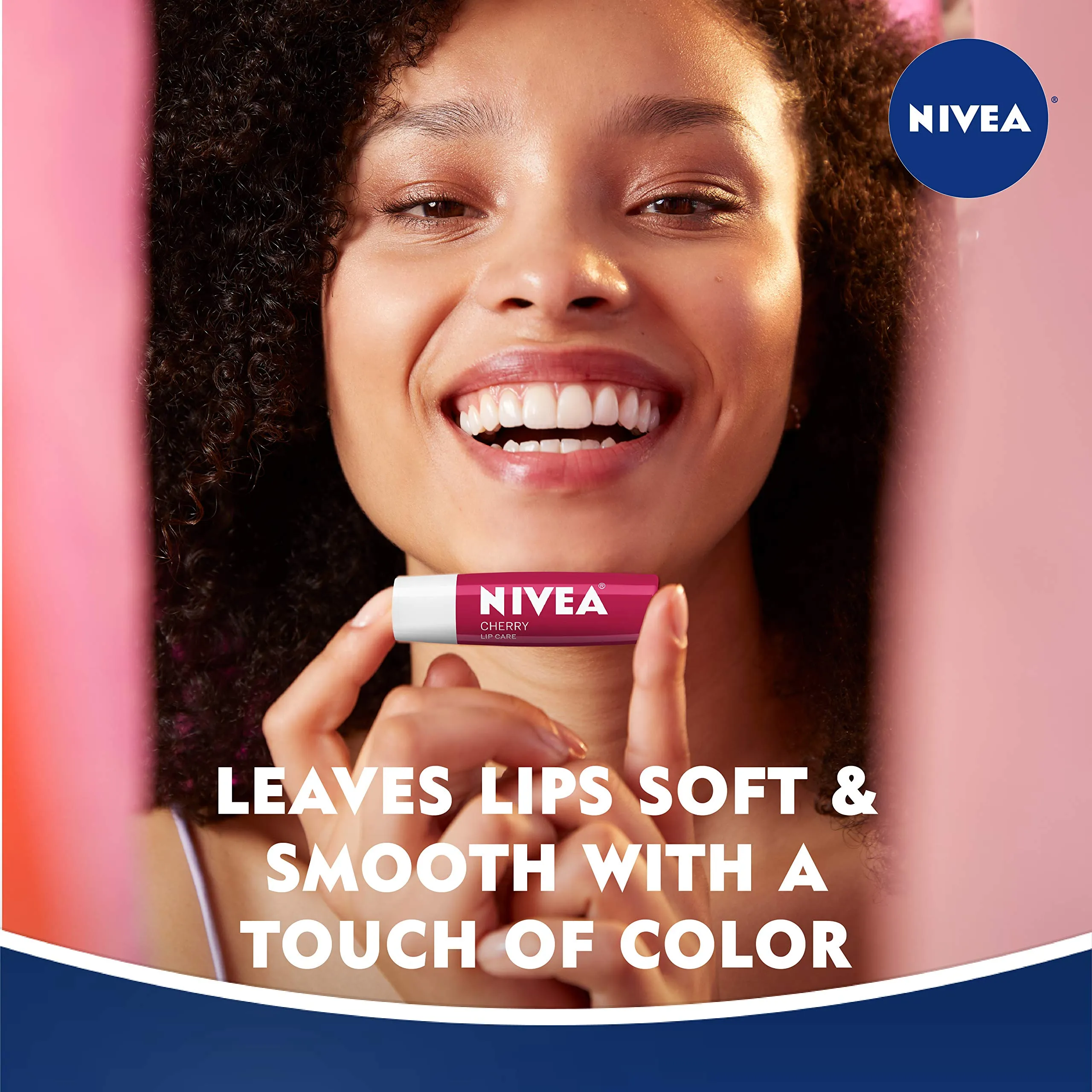 NIVEA Cherry Lip Care - Tinted Lip Balm for Beautiful, Soft Lips, Pack of 4, 0.68 Oz