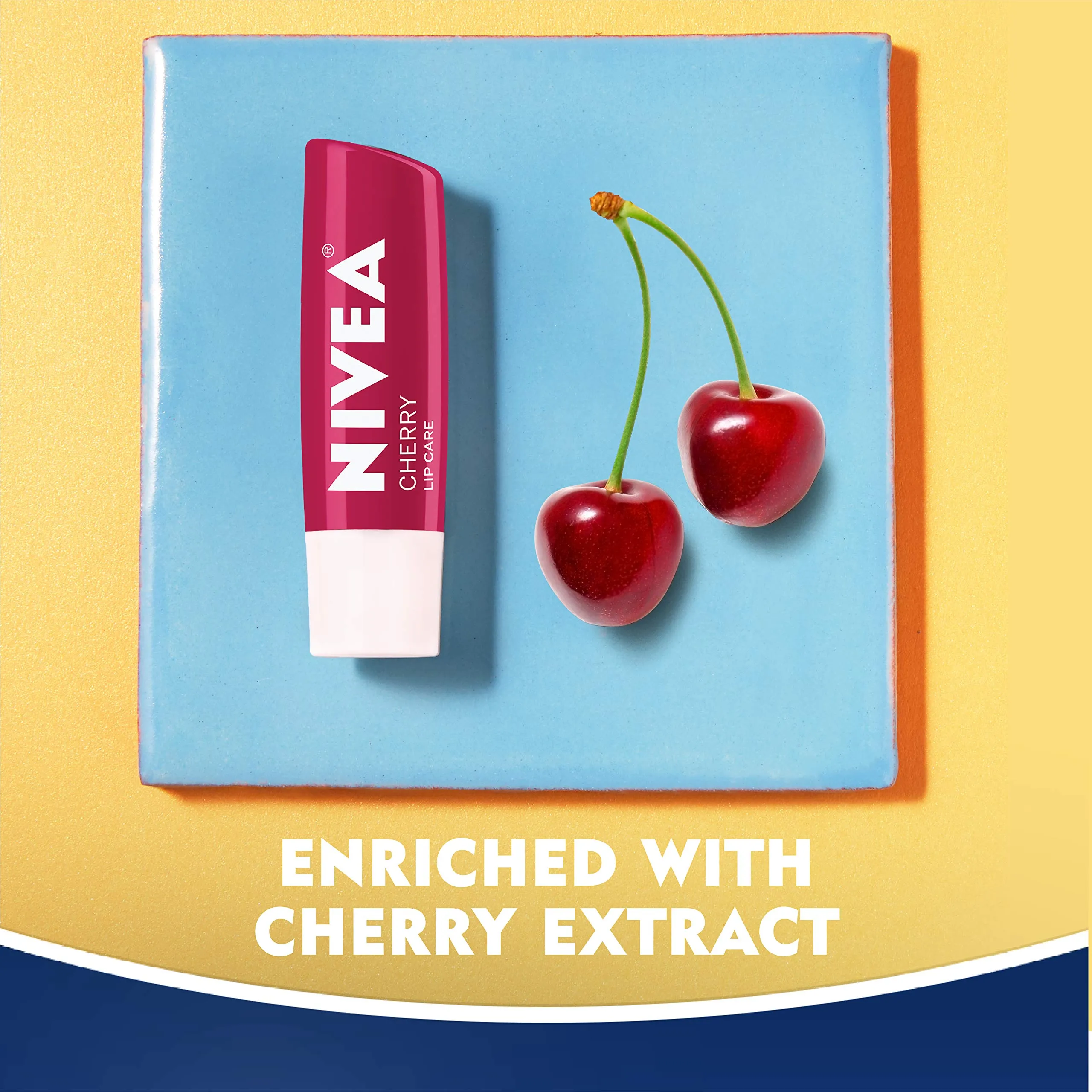 NIVEA Cherry Lip Care - Tinted Lip Balm for Beautiful, Soft Lips, Pack of 4, 0.68 Oz