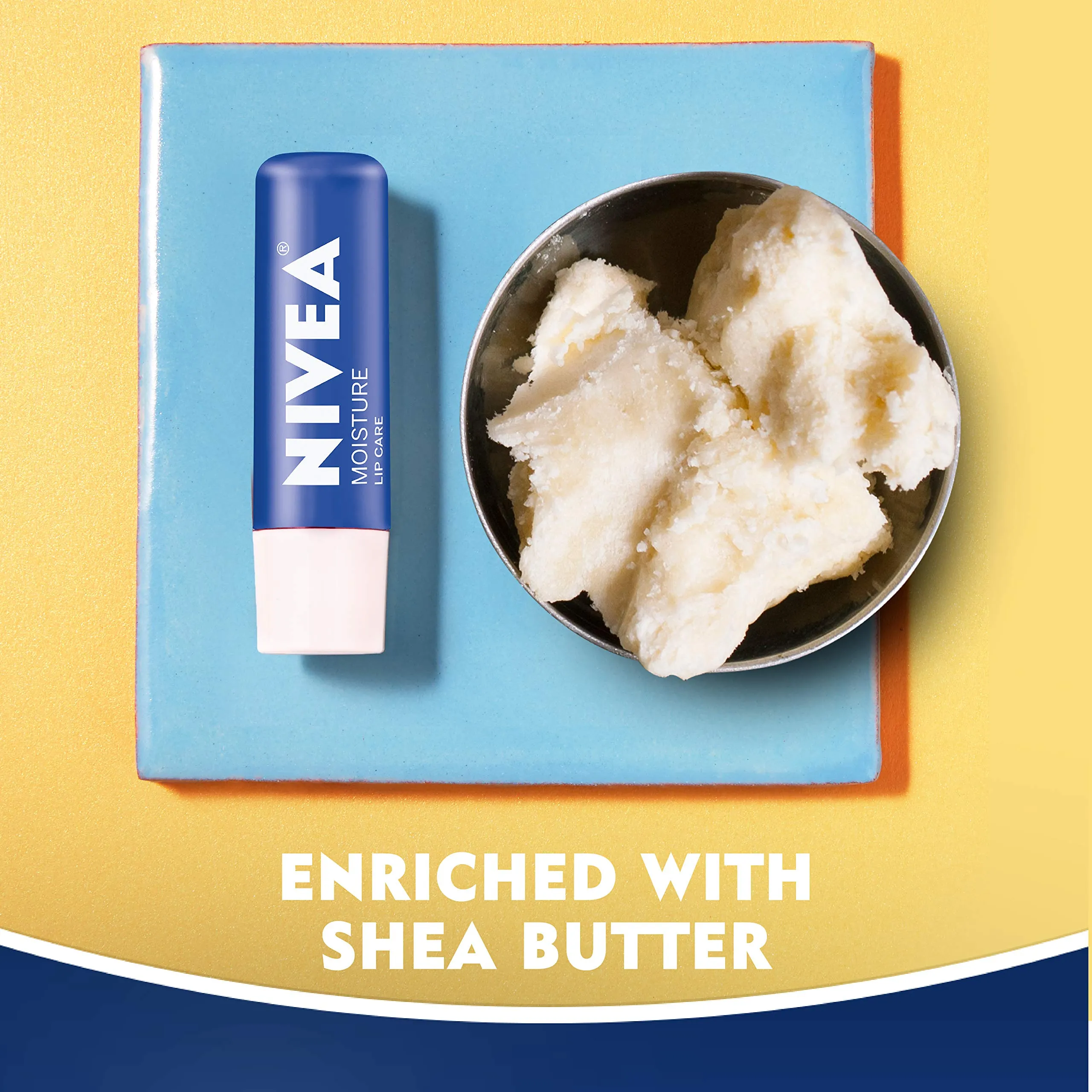 NIVEA Moisture Lip Care, Lip Balm Stick with Shea Butter, Jojoba Oil and Avocado Oil, 0.17 Oz, Pack of 4
