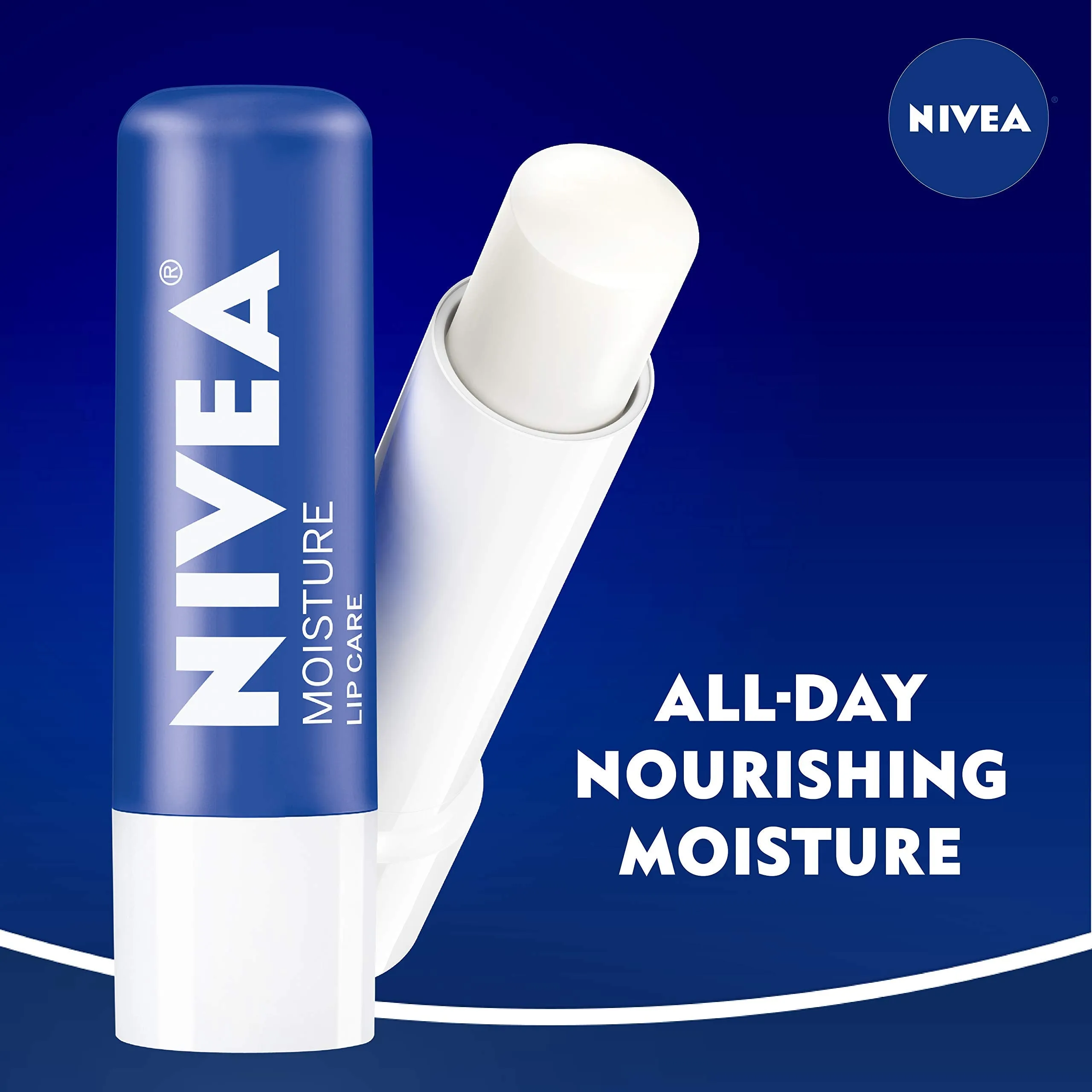 NIVEA Moisture Lip Care, Lip Balm Stick with Shea Butter, Jojoba Oil and Avocado Oil, 0.17 Oz, Pack of 4