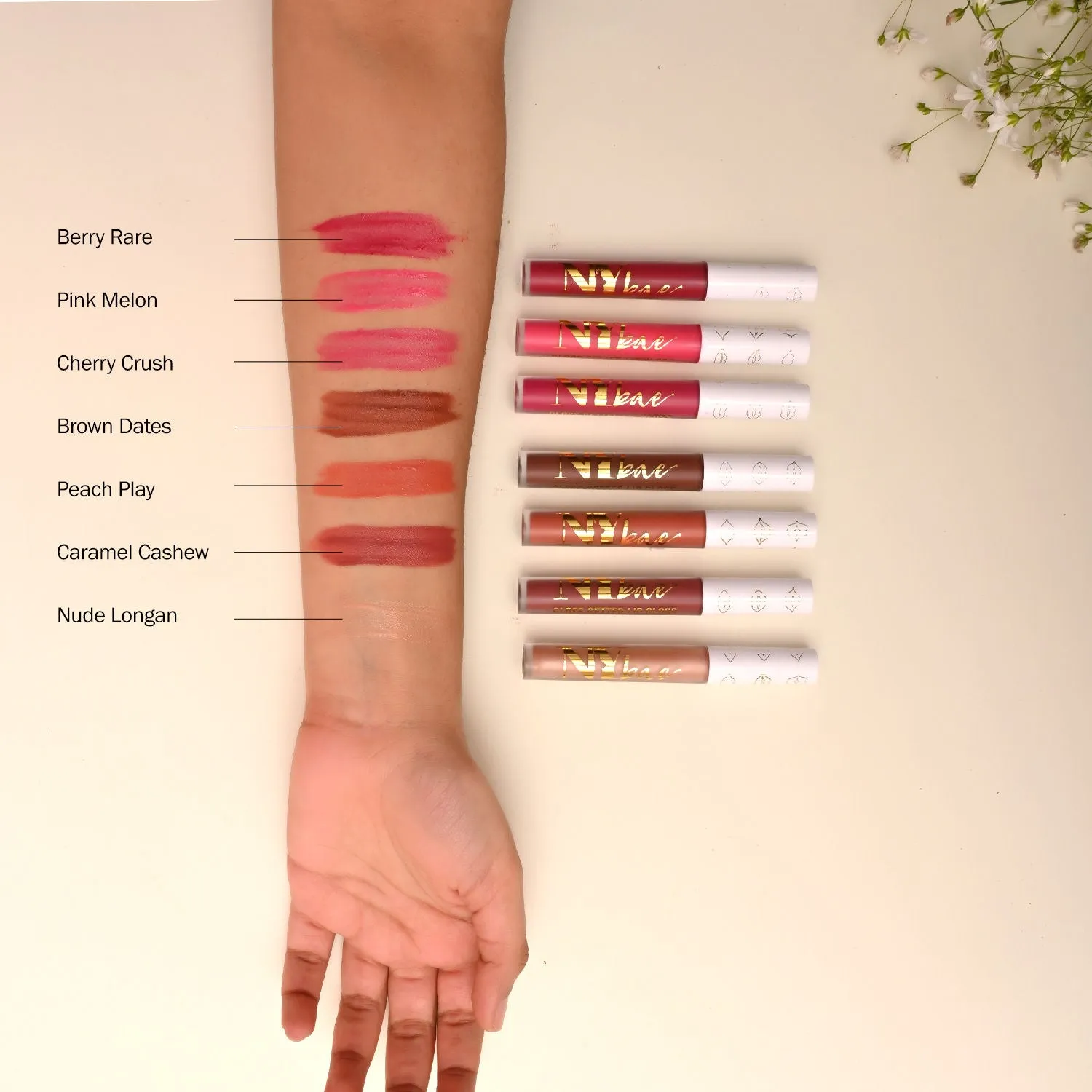 NY Bae Gloss Getter Lip Gloss - Nude Longan 06 (2.8 ml) | Nude | Satin Glossy Finish | Rich Colour Payoff | Lightweight | Non-Sticky | Multipurpose