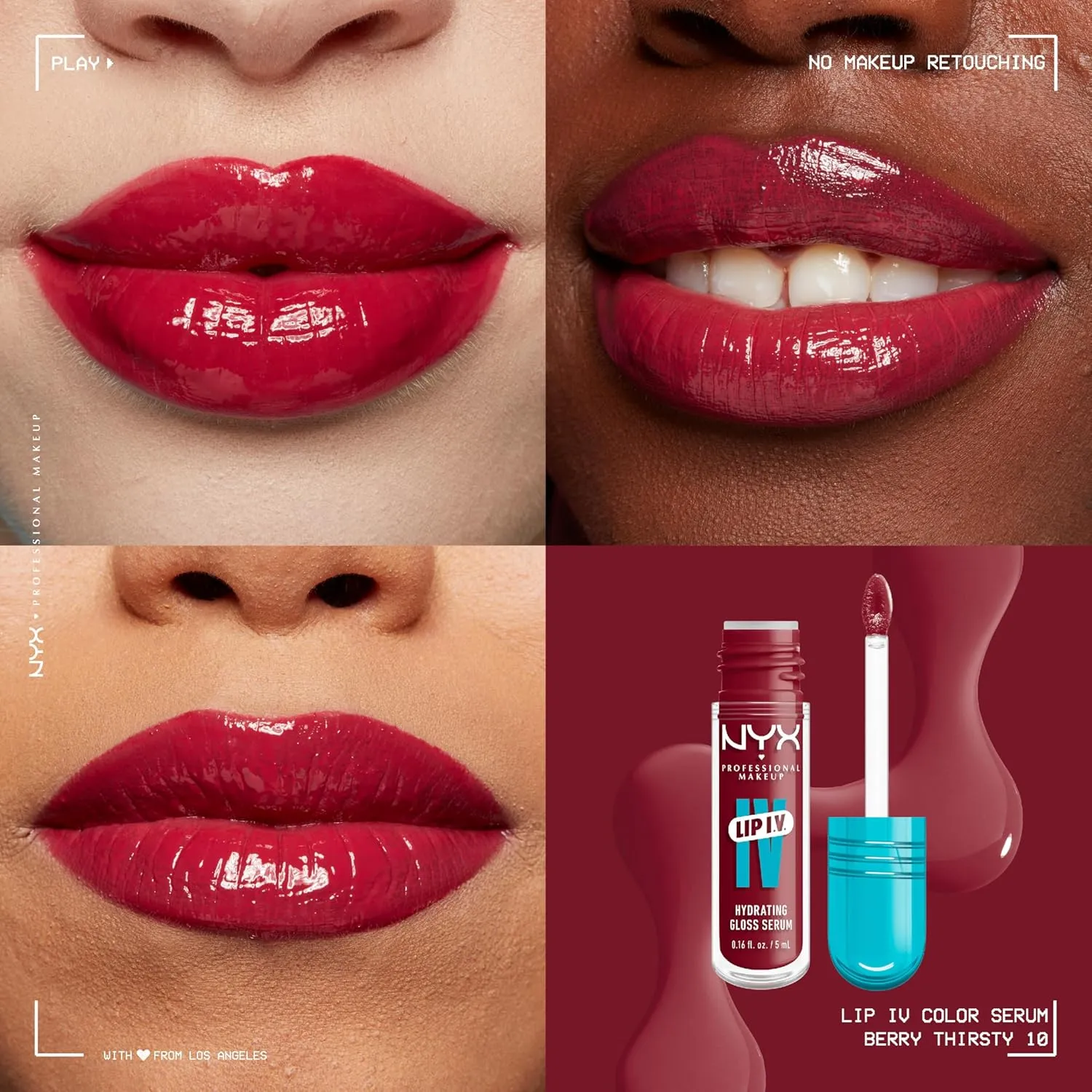 NYX PROFESSIONAL MAKEUP Lip IV Hydrating Gloss Serum, Lip Stain with 12HR Hydration