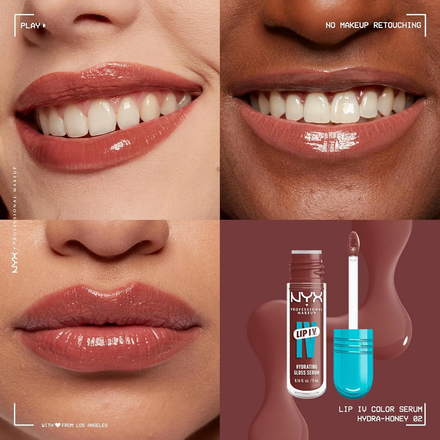 NYX PROFESSIONAL MAKEUP Lip IV Hydrating Gloss Serum, Lip Stain with 12HR Hydration