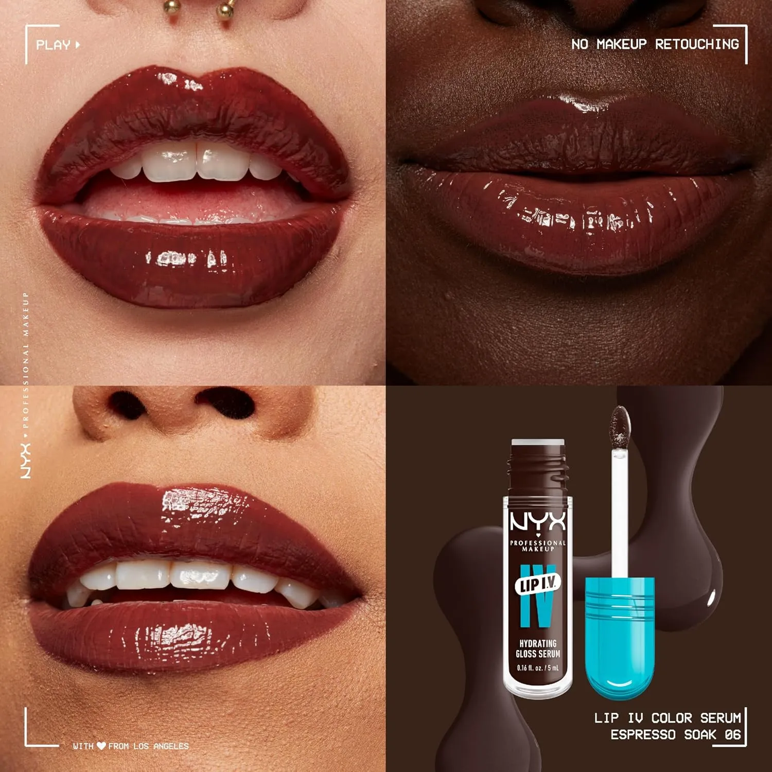 NYX PROFESSIONAL MAKEUP Lip IV Hydrating Gloss Serum, Lip Stain with 12HR Hydration