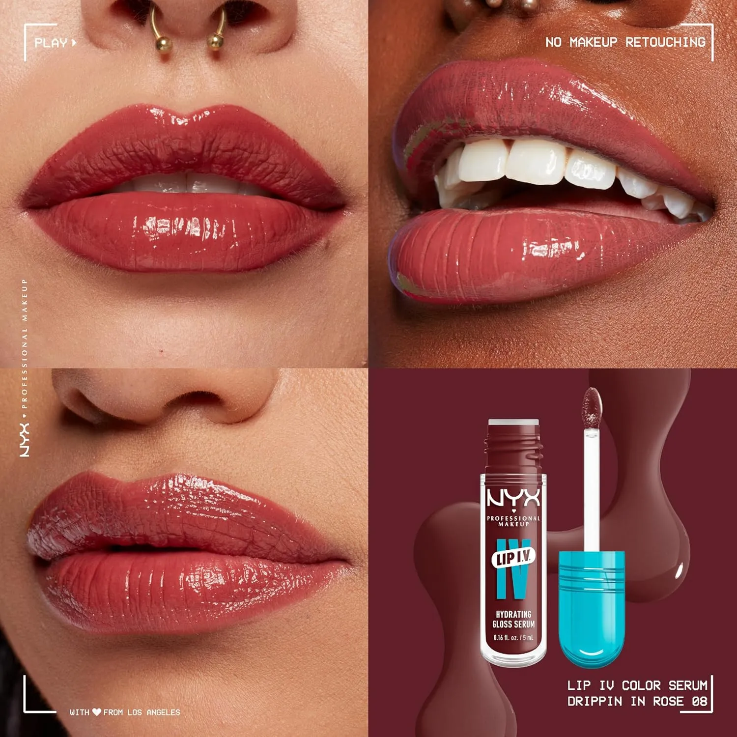 NYX PROFESSIONAL MAKEUP Lip IV Hydrating Gloss Serum, Lip Stain with 12HR Hydration