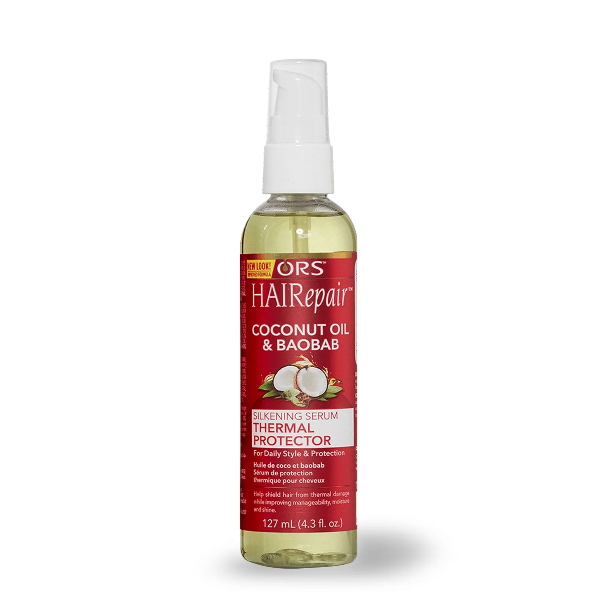 ORS HAIRepair Coconut Oil & Baobab Silkening Serum Thermal Protector for Daily Style & Protection (4.3 oz)