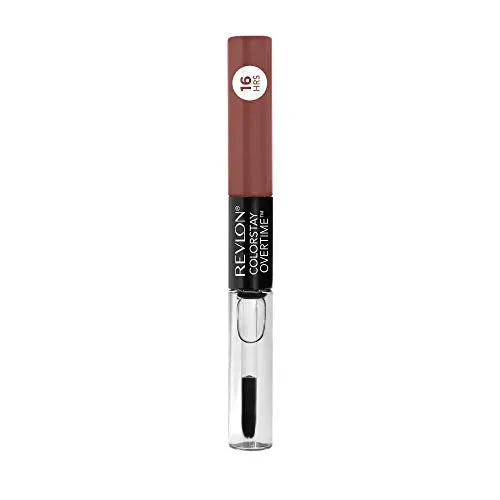 Revlon ColorStay Overtime Lipcolor, Dual Ended Longwearing Liquid Lipstick with Clear Lip Gloss, with Vitamin E in Plum / Berry, Taupe Time (560), 0.07 oz