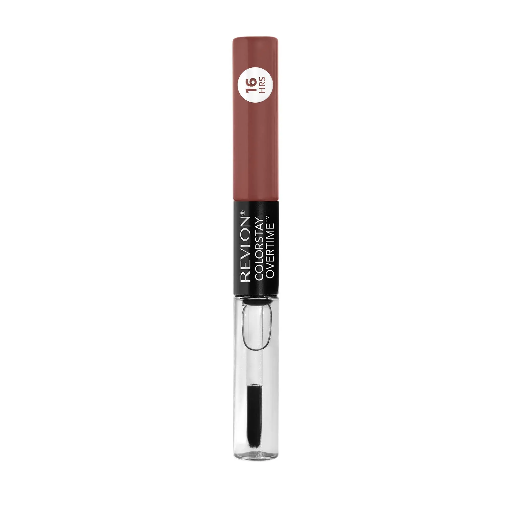 Revlon ColorStay Overtime Lipcolor, Dual Ended Longwearing Liquid Lipstick with Clear Lip Gloss, with Vitamin E in Plum / Berry, Taupe Time (560), 0.07 oz