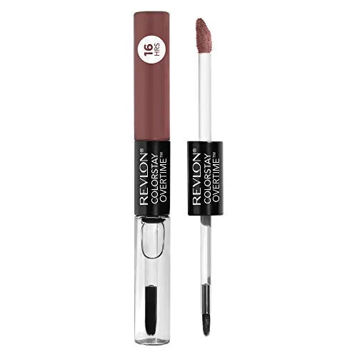 Revlon ColorStay Overtime Lipcolor, Dual Ended Longwearing Liquid Lipstick with Clear Lip Gloss, with Vitamin E in Plum / Berry, Taupe Time (560), 0.07 oz