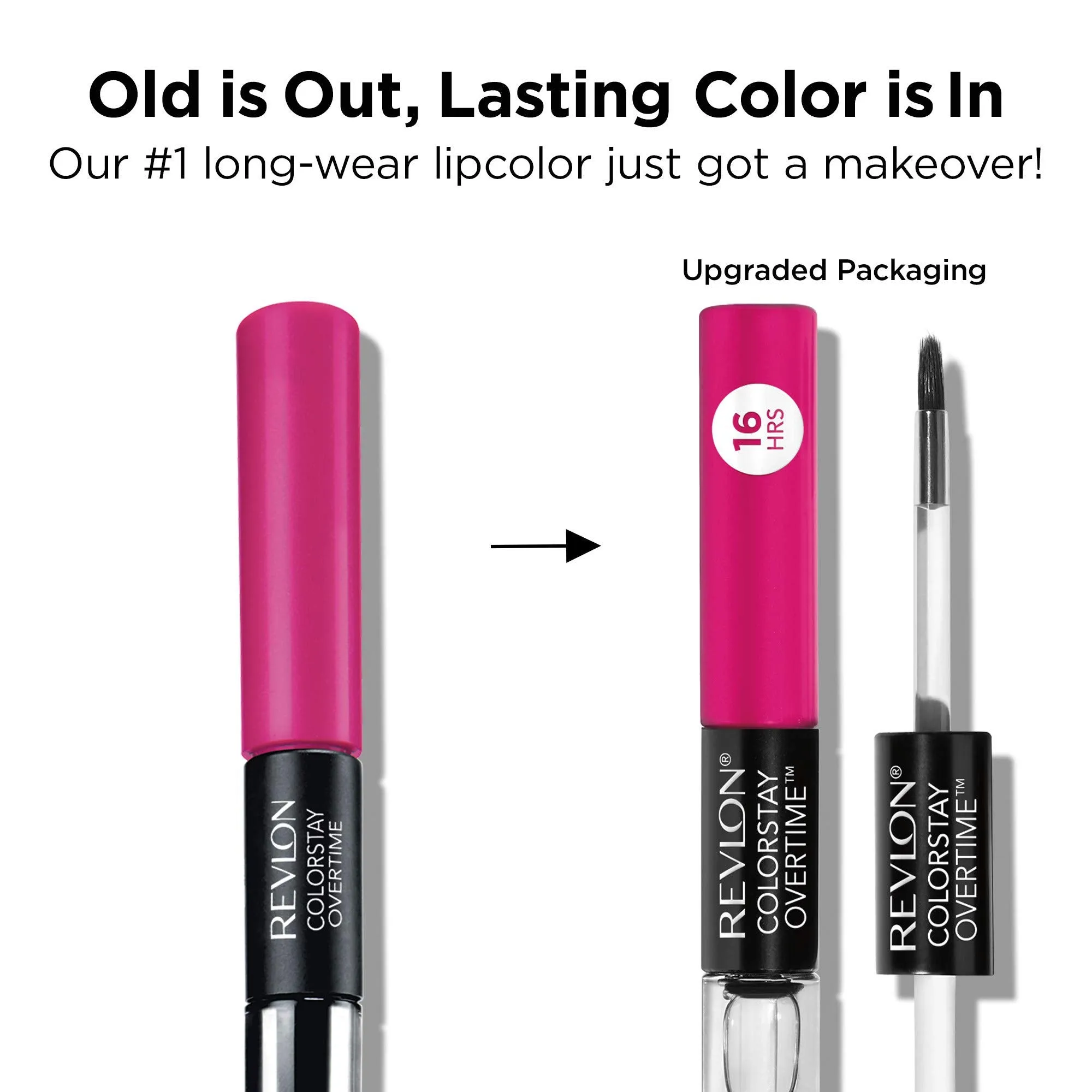 Revlon ColorStay Overtime Lipcolor, Dual Ended Longwearing Liquid Lipstick with Clear Lip Gloss, with Vitamin E in Plum / Berry, Taupe Time (560), 0.07 oz