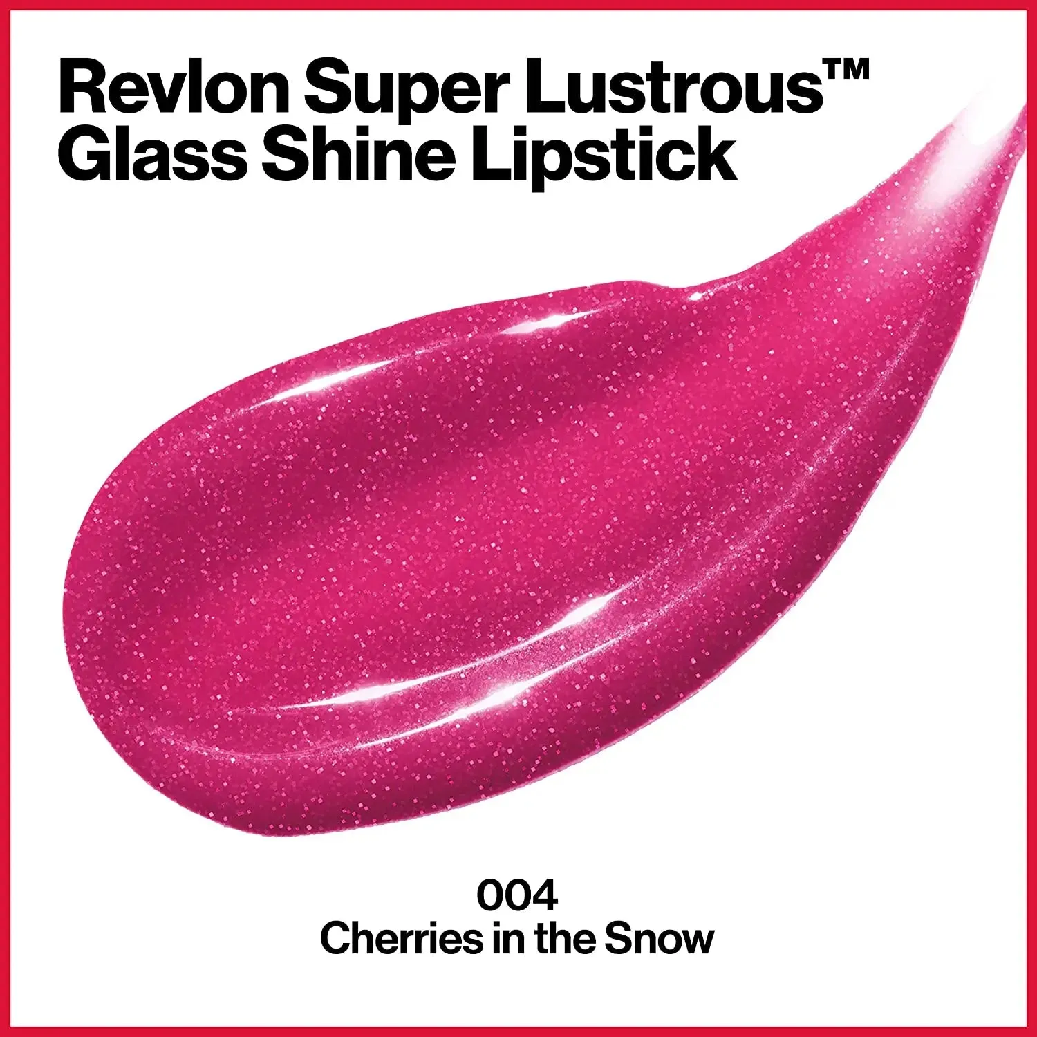 Revlon Super Lustrous Glass Shine Lipstick, Flawless Moisturizing Lip Color with Aloe, Hyaluronic Acid and Rose Quartz, Cherries in the Snow (004), 0.15 oz