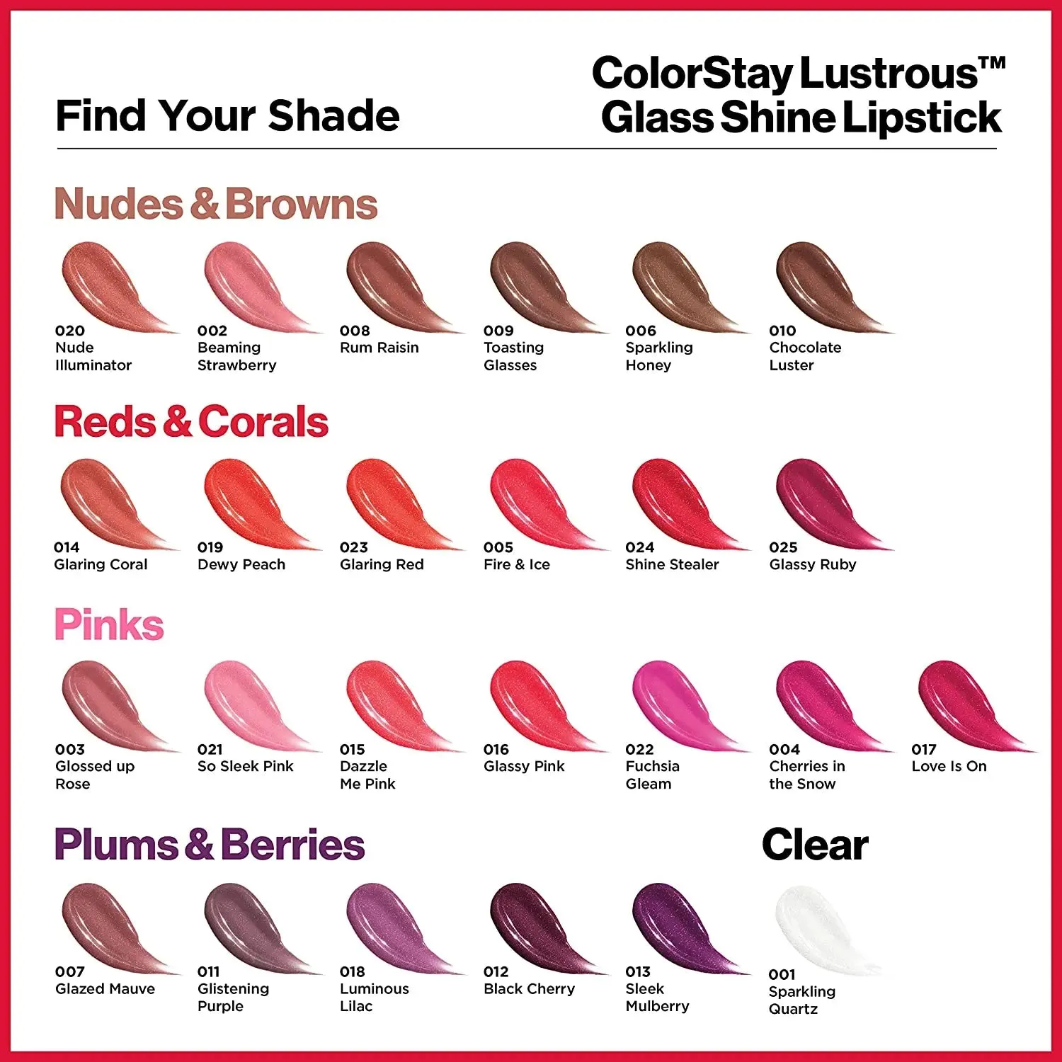 Revlon Super Lustrous Glass Shine Lipstick, Flawless Moisturizing Lip Color with Aloe, Hyaluronic Acid and Rose Quartz, Cherries in the Snow (004), 0.15 oz