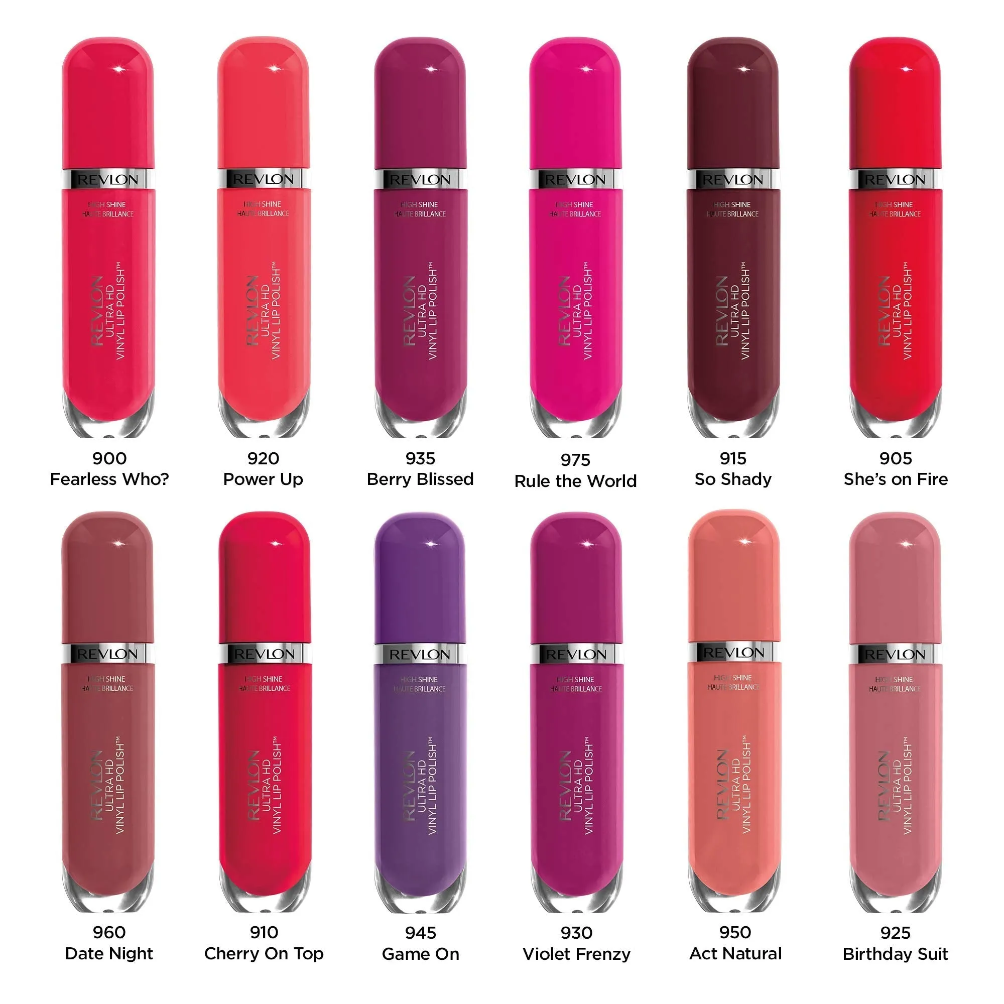 Revlon Ultra HD Vinyl Lip Polish, Liquid Lipstick, Cherry On Top, Cherry Red Gloss, 0.2 Fluid Ounce