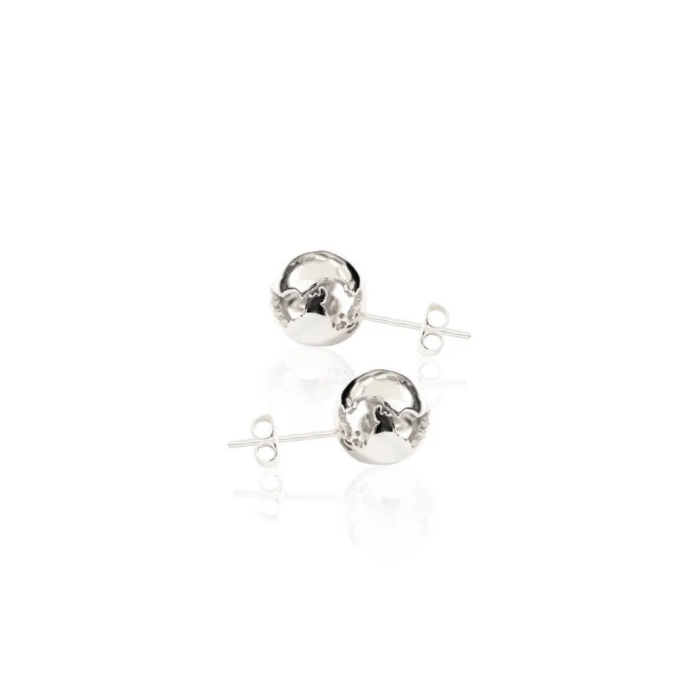 Rhodium World Small Earrings