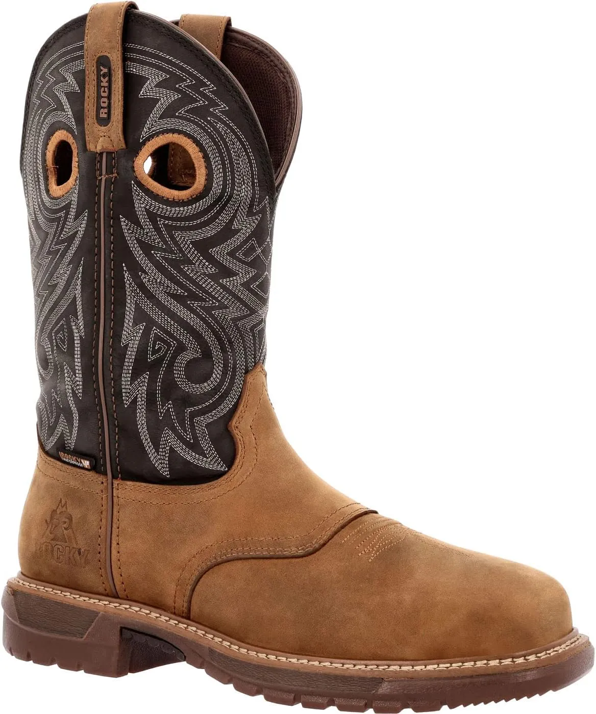 ROCKY Original Ride FLX Waterproof Composite Toe Western Boot, Brown, Size 13(W)